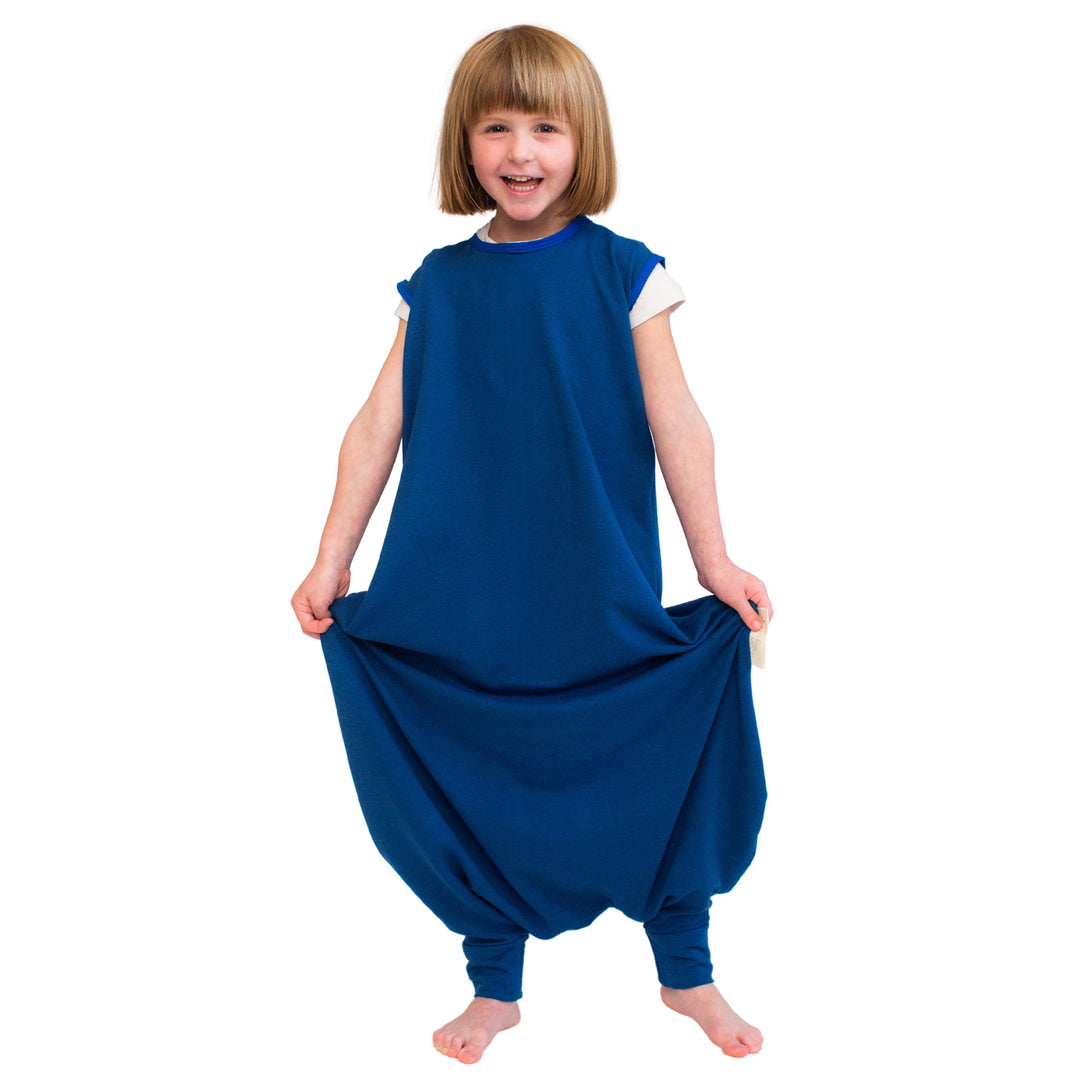 Back Zip Bag "Walker" w/Holes for Feet in Neptune Blue
